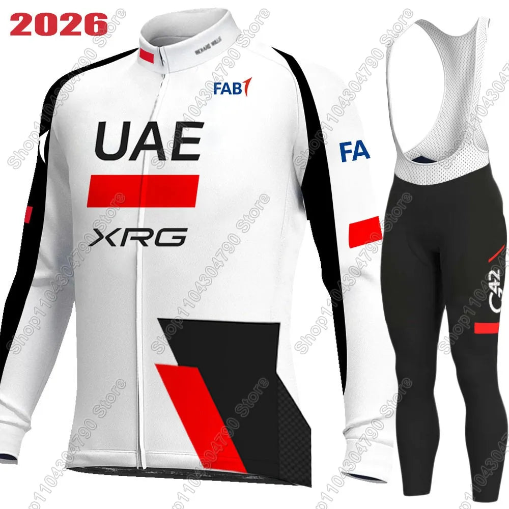 UAE Team Cycling Jersey 2026 Set Clothing Suit Winter Summer Mens Long Sleeve MTB Bike Road Pants Bib Ropa Ciclismo
