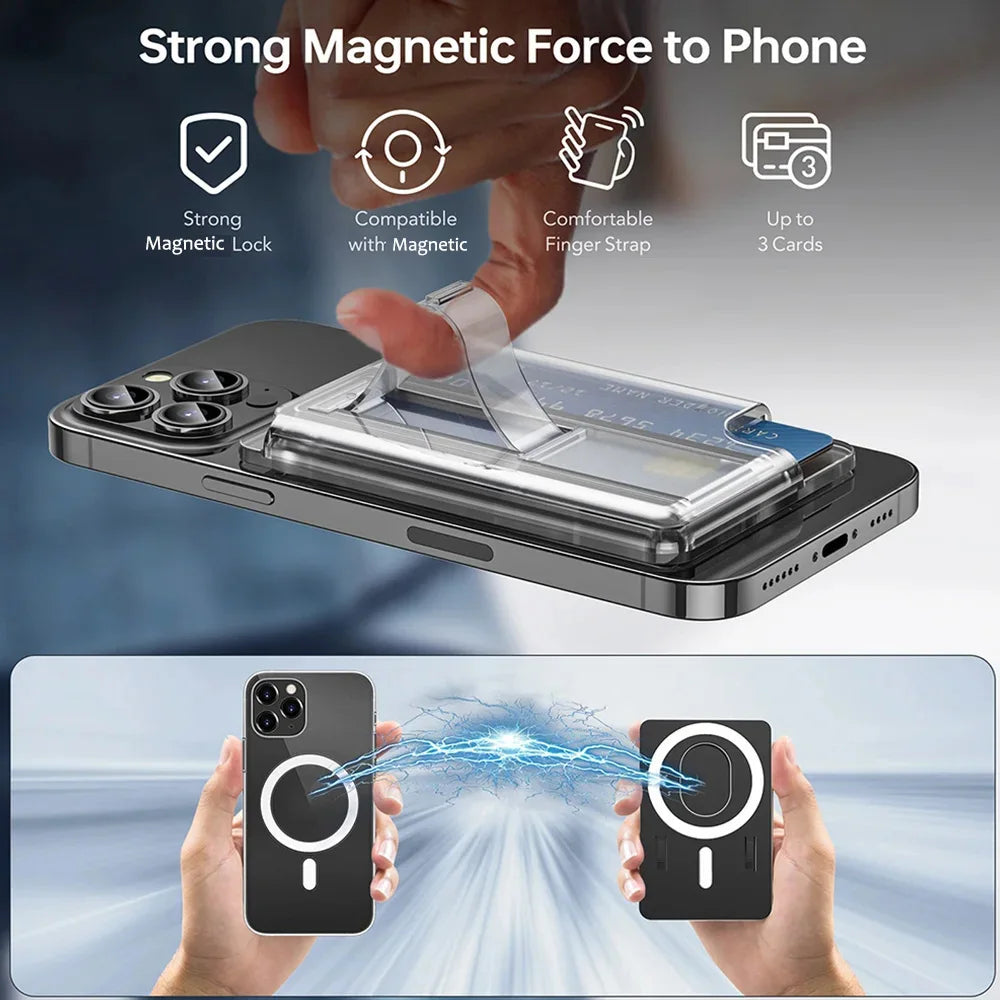 Grippopso Magnetic Wallet Universal Phone Card Holder Wallet Case for iPhone 16 15 14 Pro Max 14 13 with Grip Card Holder