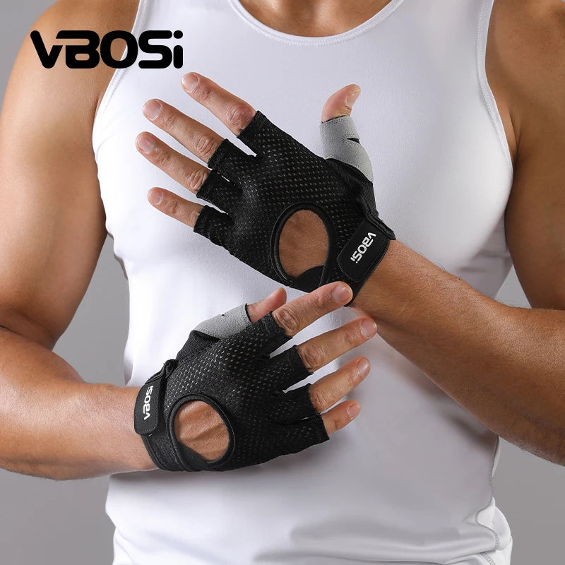 VBOSI Half-Finger Fitness Sports Gloves – Breathable, Non-Slip, Padded Palm for Weightlifting, Cycling &amp; Driving for Women Men