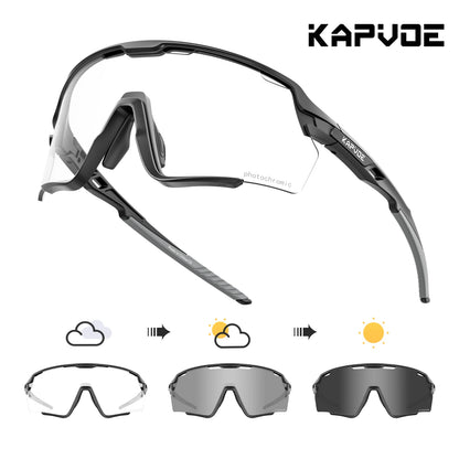 Kapvoe Cycling Glasses Photochromic Cycling Sunglasses UV400 MTB Sports Eyewear Outdoor Bicycle Goggles Bike Cycling Equipment