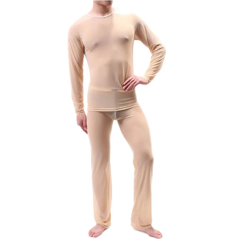 Men Long Johns Underwear Thermal Underwear Ultra-thin Tops and Pants Set Premium Quality Soft Loose Casual Long Johns