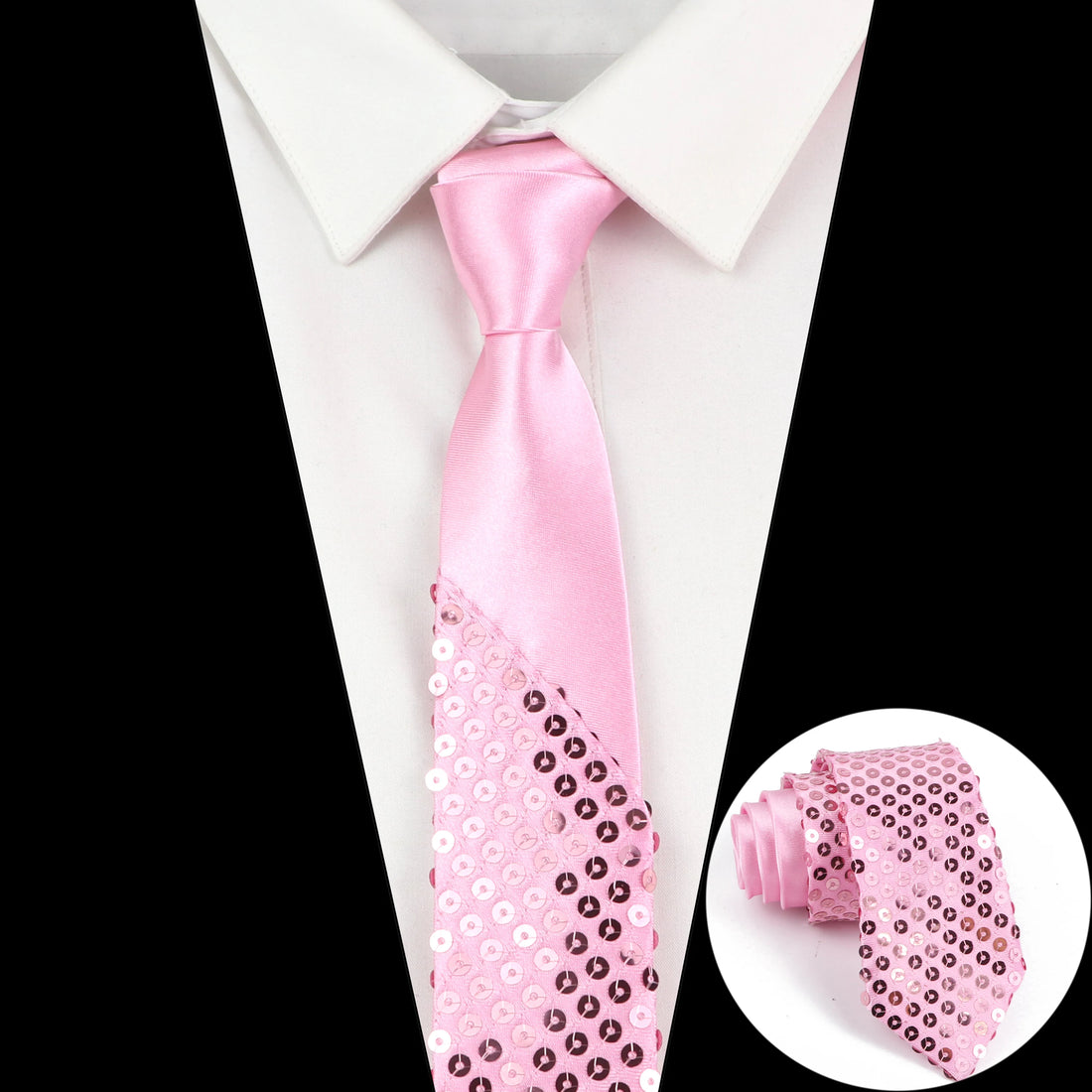 Shiny Sequins Neck Ties Men Women Stage Black Pink Blue Glitter Performance Prom Paillette Accessories Fashion Party 5cm Necktie