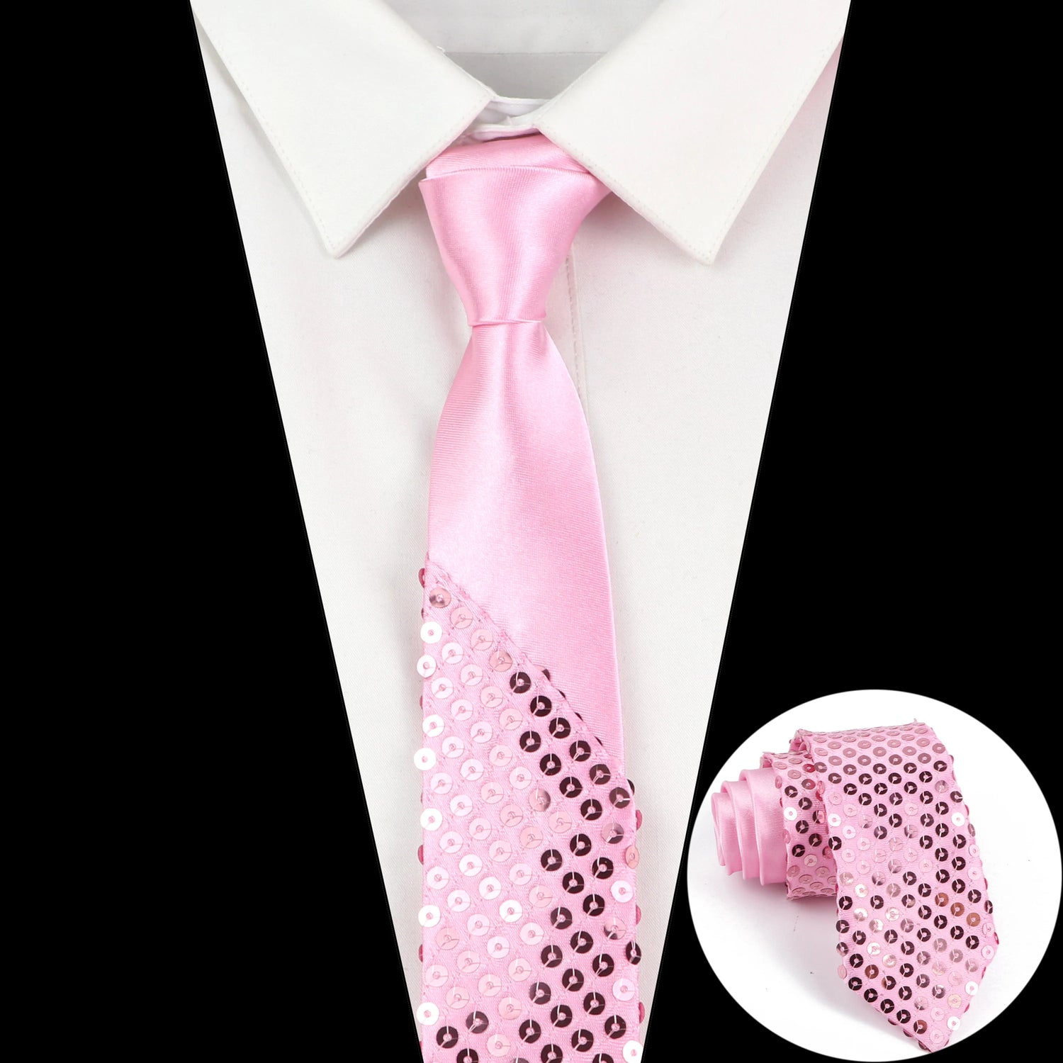 Shiny Sequins Neck Ties Men Women Stage Black Pink Blue Glitter Performance Prom Paillette Accessories Fashion Party 5cm Necktie