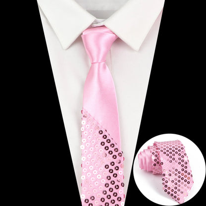 Shiny Sequins Neck Ties Men Women Stage Black Pink Blue Glitter Performance Prom Paillette Accessories Fashion Party 5cm Necktie