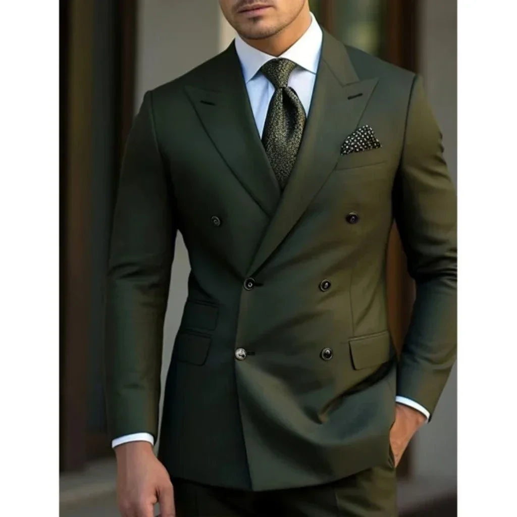 man 2 piece outfit set Pointed collar high-quality slim jackets men&