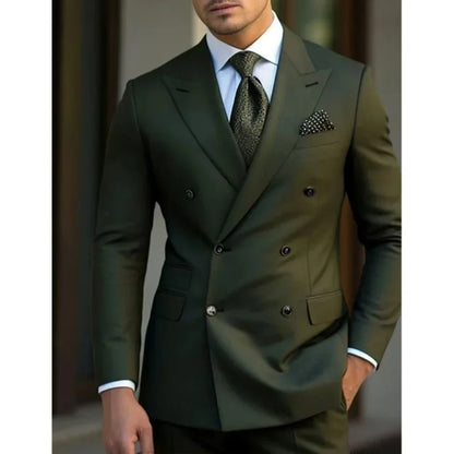 man 2 piece outfit set Pointed collar high-quality slim jackets men&