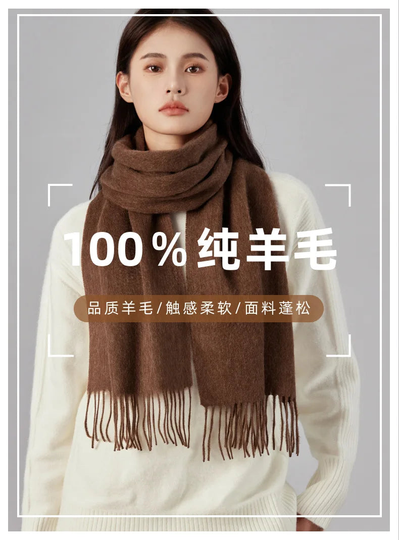 High Quality Solid Color 100% Wool Scarf Men&