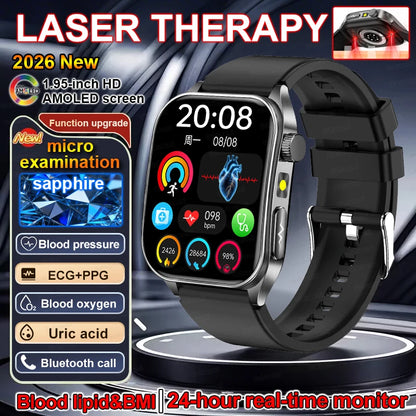 2026 New Smart Watch laser therapy health conditioning Blood oxygen Pressure Uric Acid Blood lipid ECG Smartwatch for Man Women