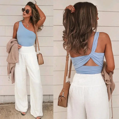 Casual Pants, Casual Style, Drawstring, Distressed Mid Waist,Women&