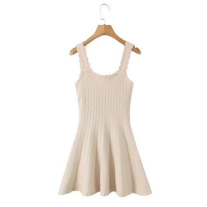 YENKYE 2025 Women O Neck Sleeveless A-line Slim Knit Dresses Casual Autumn Tank Mini Dress