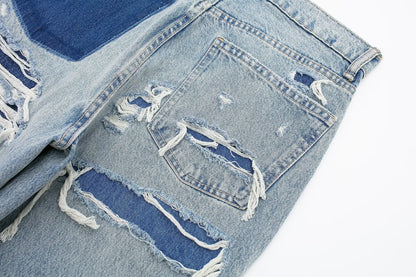 Jeans For Women 2024 Denim Solid Loose Zipper Fly Female Hole Trouser Pockets Wild Basic Commute Woman Wide Leg Long Pant
