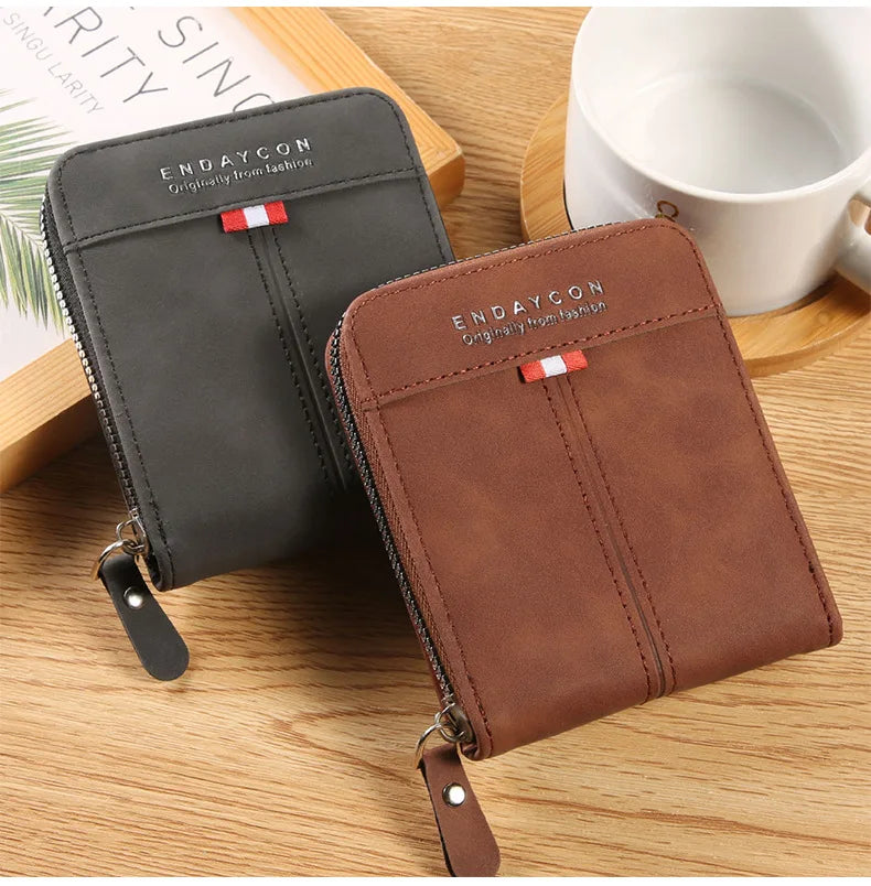 Business Bank Credit Card Holder Luxury Men Wallets Short Coin Purse Zipper Money Bag Cardholder Case Small Card Holders for Men