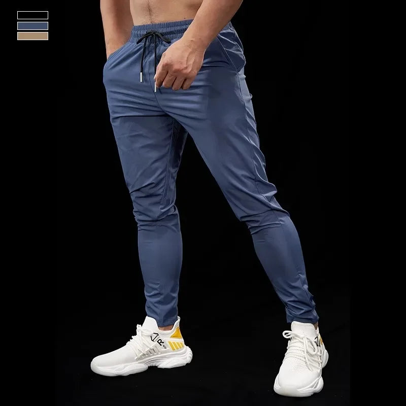 Summer Men Sports Pants Quick-drying Trousers Gym Fitness Slim Casual Thin Cuffed Small-leg Pants Running Basketball Breathable