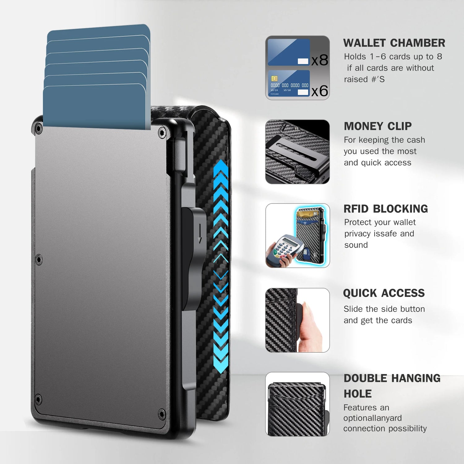 Wallet for Men, Mens Minimalist Wallet 9-13 Cards, Slim Compact Wallet with Money Clip &amp; ID Window, RFID Blocking Smart Pop Up C