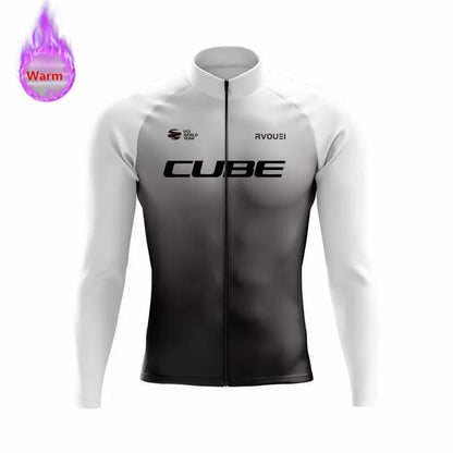 Winter Thermal Fleece Cycling Jersey Sports Bike Rvouei Cube Pro Team Mountian Bicycle Clothing Ropa Ciclismo Invierno Hombre