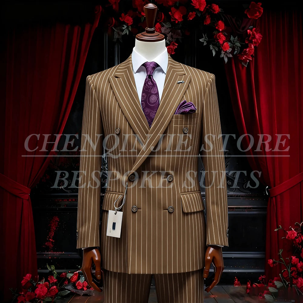 SILIWEYA Double Breasted Business Men&