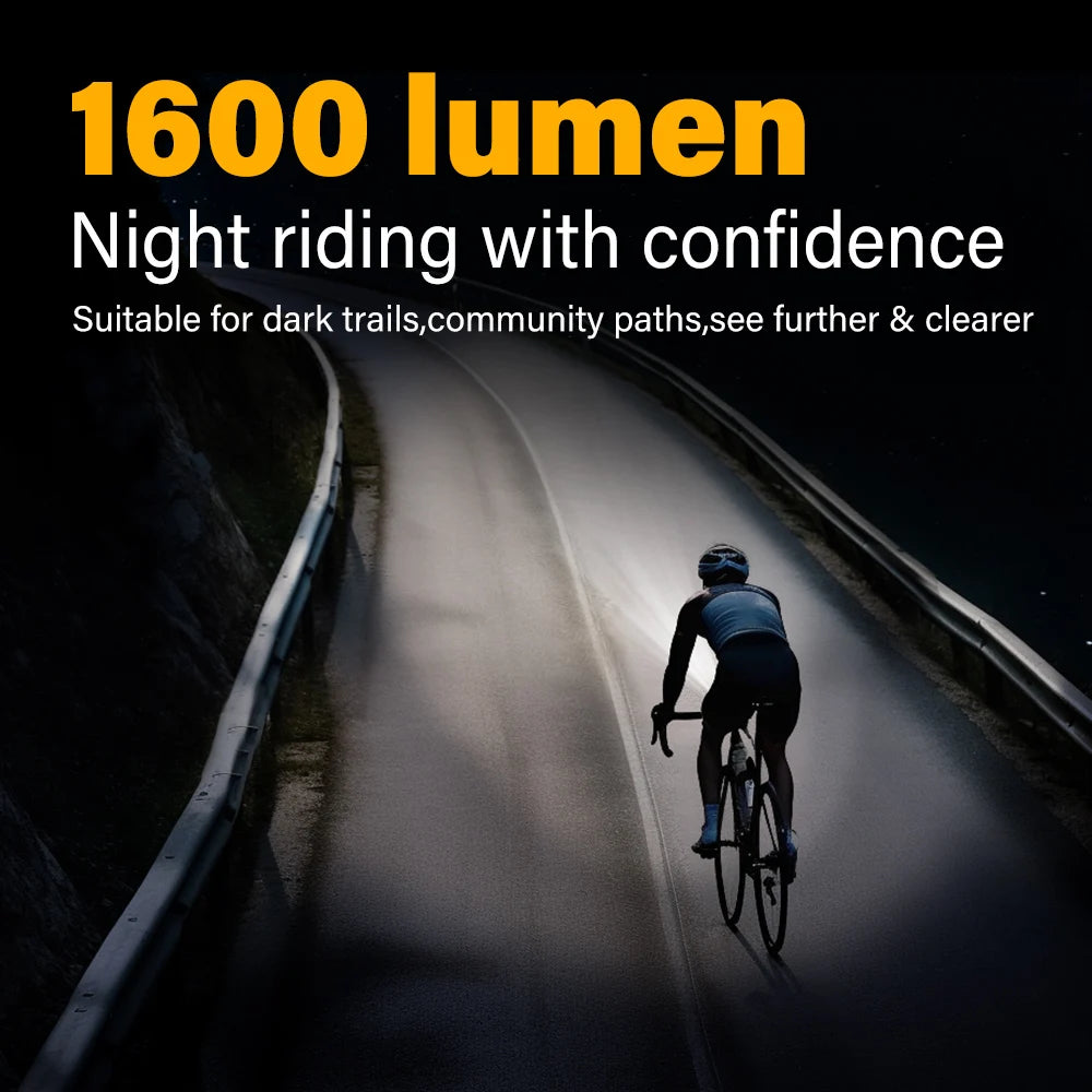 TOWILD CL1600LM Bicycle Light 5000mAh Bike Light IPX6 Flashlight Aluminum Front Lamp Type-C Charging MTB Road Cycling Headlights