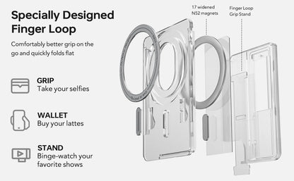 Grippopso Magnetic Wallet Universal Phone Card Holder Wallet Case for iPhone 16 15 14 Pro Max 14 13 with Grip Card Holder