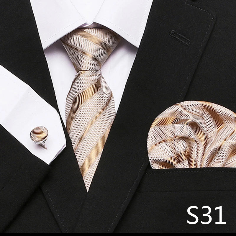 Men`s Tie Red Plaid print Jacquard Woven Tie Hanky Cufflinks Sets For Formal Wedding Business Party Free Postage