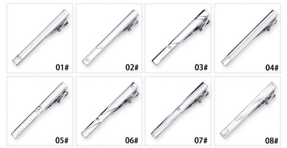 8pcs Tie Clips Metal Diamond With Box For Men Wedding Mens Necktie Clips Set Chrome Stainless Steel Jewelry Gentleman Ties Pin