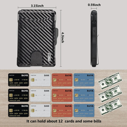 Wallet for Men, Mens Minimalist Wallet 9-13 Cards, Slim Compact Wallet with Money Clip &amp; ID Window, RFID Blocking Smart Pop Up C
