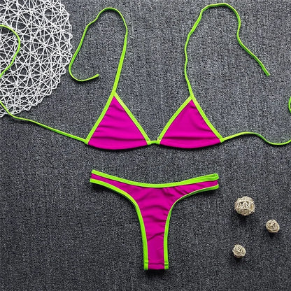Swimsuit Women  European and American Sexy Bikini, Backless, Fresh and Cute, Multi-color Two-piece Swimsuit for Women