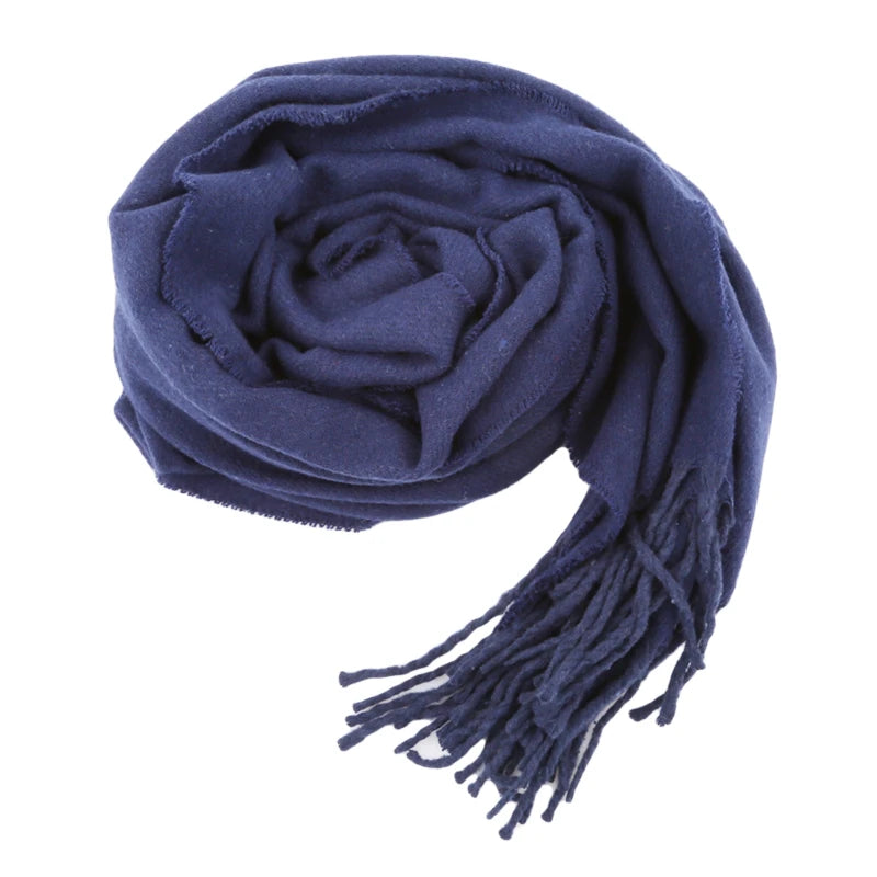 Tassel Scarfs Imitation Cashmere Men Solid Color Fashions Winter Warmth Windproof Thickened Elongated Scarf Women&