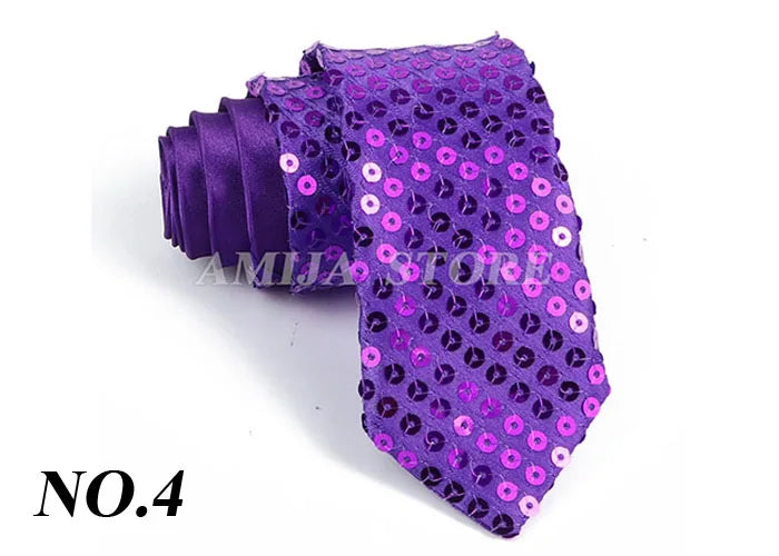 Shiny Sequins Neck Ties Men Women Stage Black Pink Blue Glitter Performance Prom Paillette Accessories Fashion Party 5cm Necktie