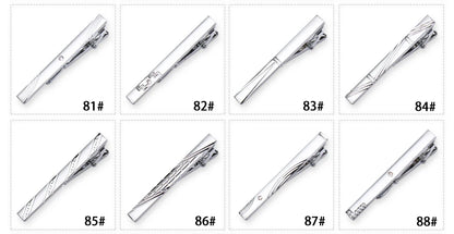 8pcs Tie Clips Metal Diamond With Box For Men Wedding Mens Necktie Clips Set Chrome Stainless Steel Jewelry Gentleman Ties Pin