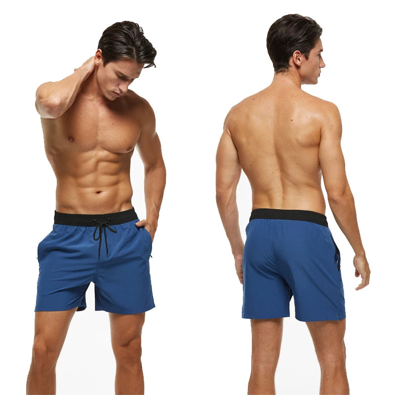 Datifer Summer 2026 Mens Shorts Solid Color Gym Mesh Liner With Zipper Pockets Beach Quick Dry Bermudas Masculina Swimsuits