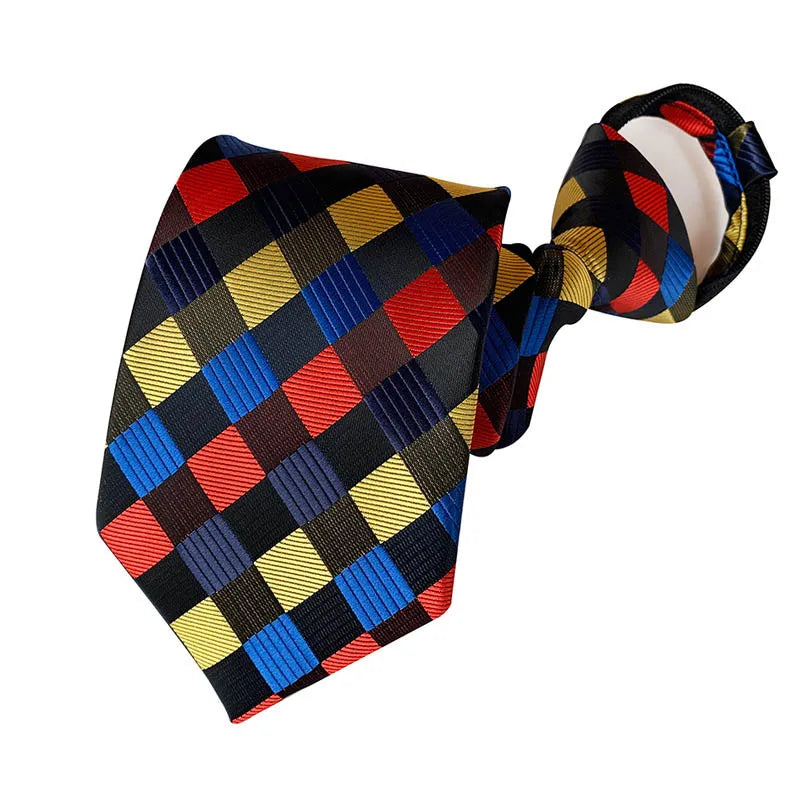 Hot Sell 8CM Zipper Tie Men Bridegroom Wedding Stripes Necktie Lazy Pre-tied Ties Pink Red Color Necktie For Men Women