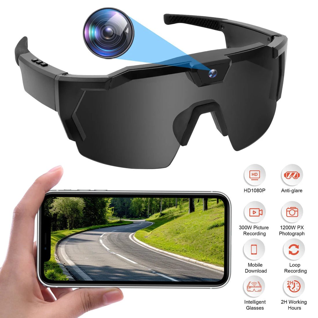 Cycling Action Sunglasses 64G ROM Sport Camera Sunglasses Sports Wearable Glasses Suitable for Men and Women