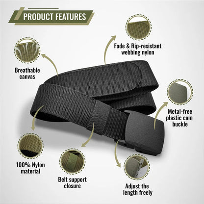 Tactical Belt for Man Golf Outdoor Casual Canvas Belt Black Training Trouser Belt Wide Automatic Buckle Nylon Belt Hunting Sport