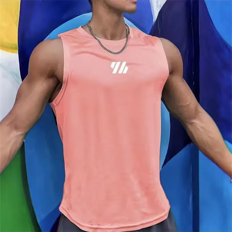 Sport Vest Breathable Men Sleeveless Short Summer Undershirt Windbreaker Tshirt Quick Dry Elastic Mesh Underwear