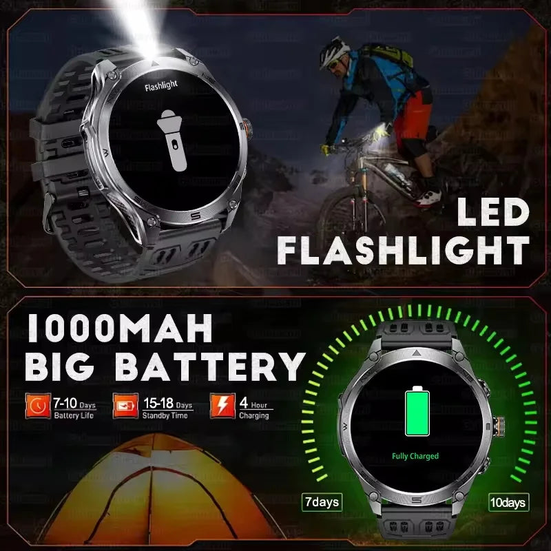 T-Rex 3 ULtra Military Grade 1000mAh Battery Smart Watch 10ATM Waterproof GPS call AMOLED HD Men 100+Sports 2025 New Smart watch