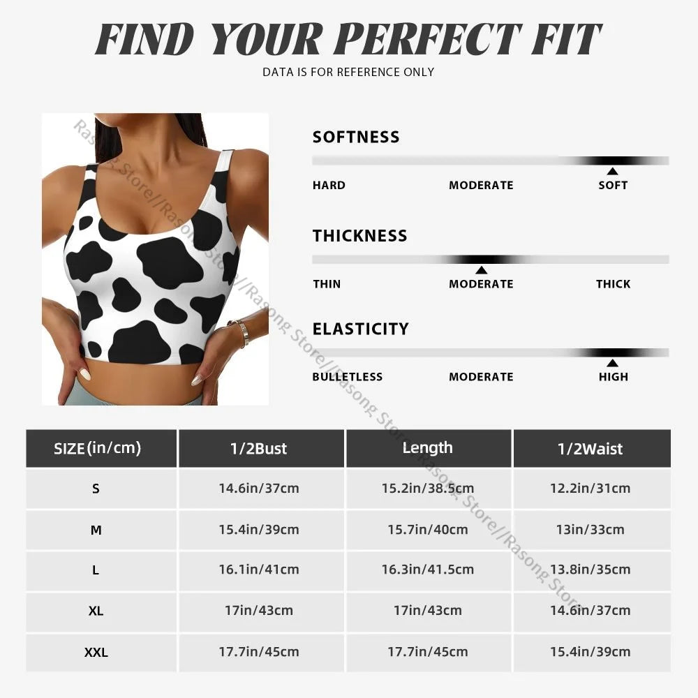 Women Sexy Sports Vest Cow Domestic Pattern Female Streetwear Sport Lingerie Tee Crop Top