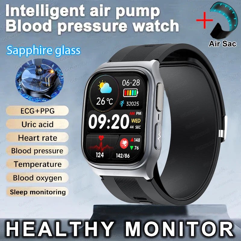 GUHUAVMI New Smart Watch Airbag air pump measurement Blood pressure Health Sport 2.06 inch AMOLED retina touch screen Smartwatch
