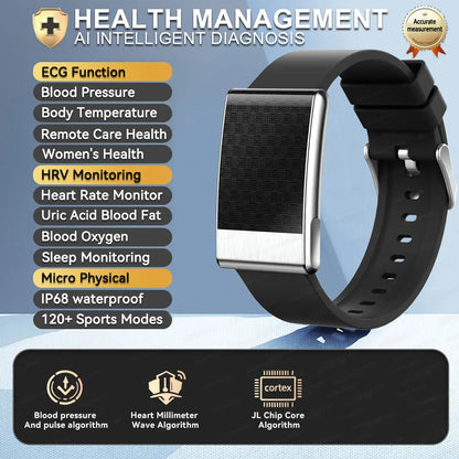 2026 No Screen Health Smart Bracelet ECG Detection Blood Lipids Uric Acid  Heart Rate IP68 Sports Smart Bracelet For Andrio IOS