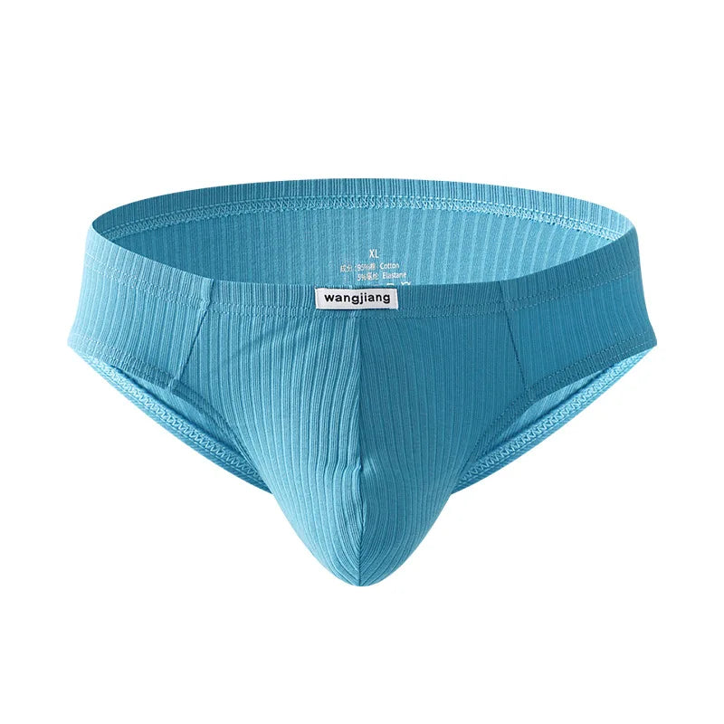 Cotton Briefs Men Sexy Bulge Pouch Underwear Sweat Absorption Underpants Breathable Panties Striped Knickers Male Soft Lingerie