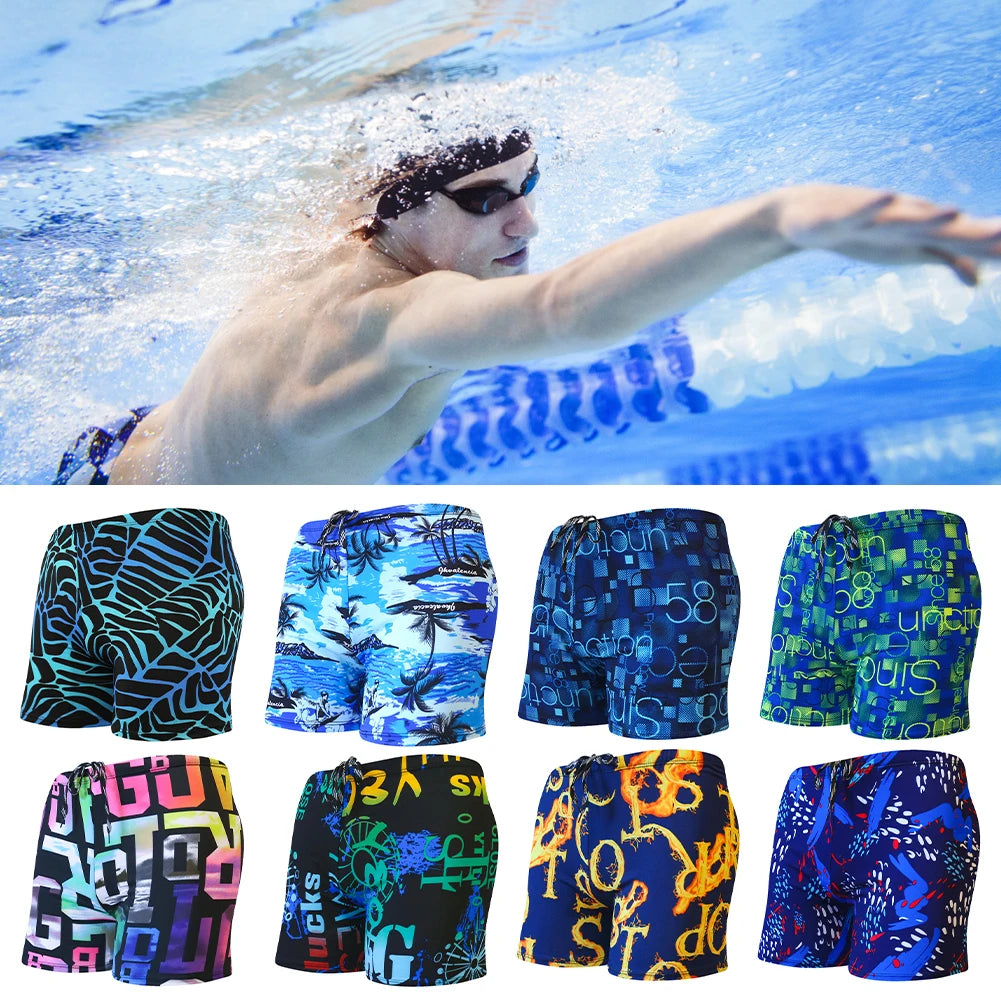 Adult Swimming Briefs Multicolor Printing Breathable Mens Swimming Trunks Avoid Embarrassed Beach Soak in A Hot Spring Drift