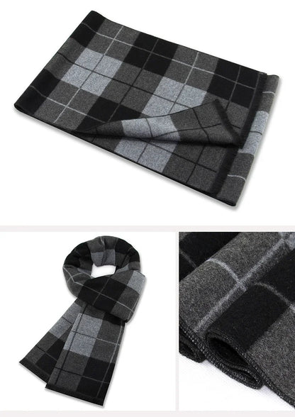 Luxury Scarf Man Winter Warm Wool Scarf For Men Cashmere Scarves Casual Plaid Male Long Pashmina Outdoor Shawls Man Muffler Gift
