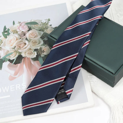 Men Ties Classic Business Necktie Black Stripes Navy Blue Groom Tie for Man Gifts Neck Tie for Wedding Party Clothes Accessories