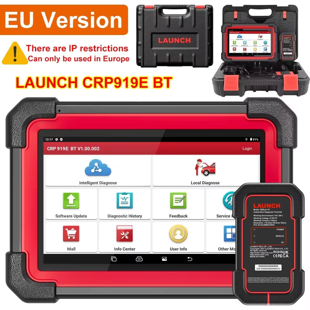 LAUNCH X431 CRP919E BT Car Diagnostic Tools CAN FD DOIP ALL Systems ECU Coding Bi-directional 31 Resets DBScar VII Auto Scanner