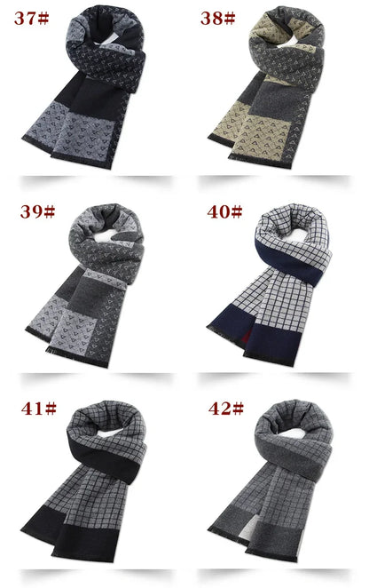 Luxury Scarf Man Winter Warm Wool Scarf For Men Cashmere Scarves Casual Plaid Male Long Pashmina Outdoor Shawls Man Muffler Gift