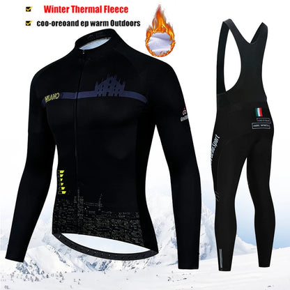 Winter Thermal Fleece Cycling Jersey Set Tour De Italy D&