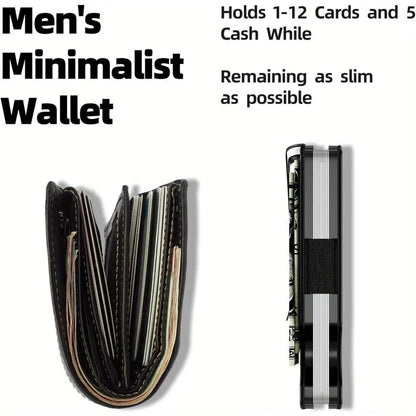 Minimalist Slim RFID Blocking Wallet For Men - Light Weight, Durable &amp; Compact- Aluminum Wallet With Money Clip (Black）