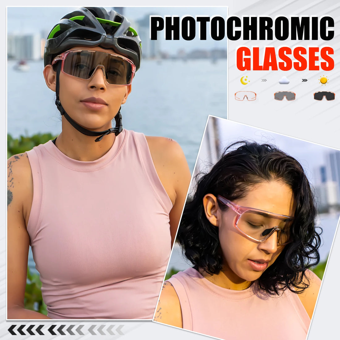 SCVCN Photochromic Cycling Sunglasses Cycling Glasses UV400 Bicycle Eyewear Sports MTB Outdoor Bike Goggles Sunglasses Eyepieces