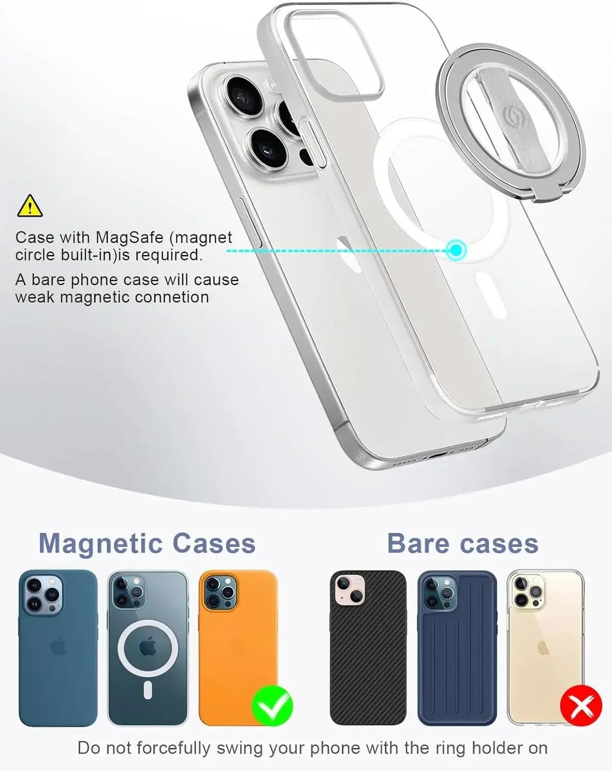 EWA MagOne 3rd MagSafe Phone Stand Magnetic Phone Ring Holder Kickstand Magnet Grip for iPhone 16 15 14 13 Holder