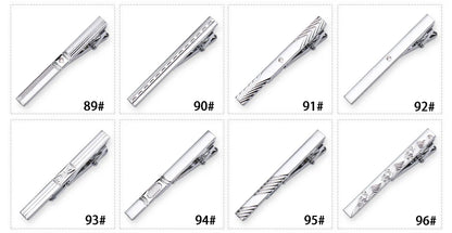 8pcs Tie Clips Metal Diamond With Box For Men Wedding Mens Necktie Clips Set Chrome Stainless Steel Jewelry Gentleman Ties Pin