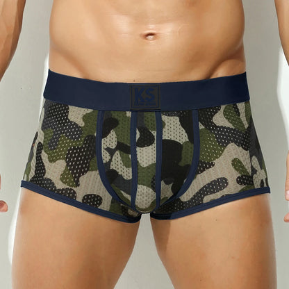 Fashion Boxers for Men Underwear Camouflage Printed Boxershorts Mesh Breathable Calzoncillos Hombre
